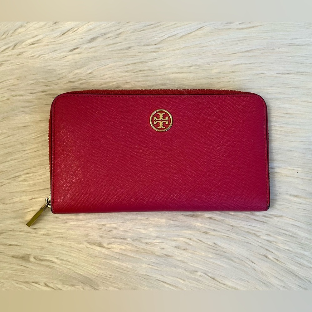 Tory Burch Continental Wallet Berry Pink Saffiano Leather - Picture 3 of 7